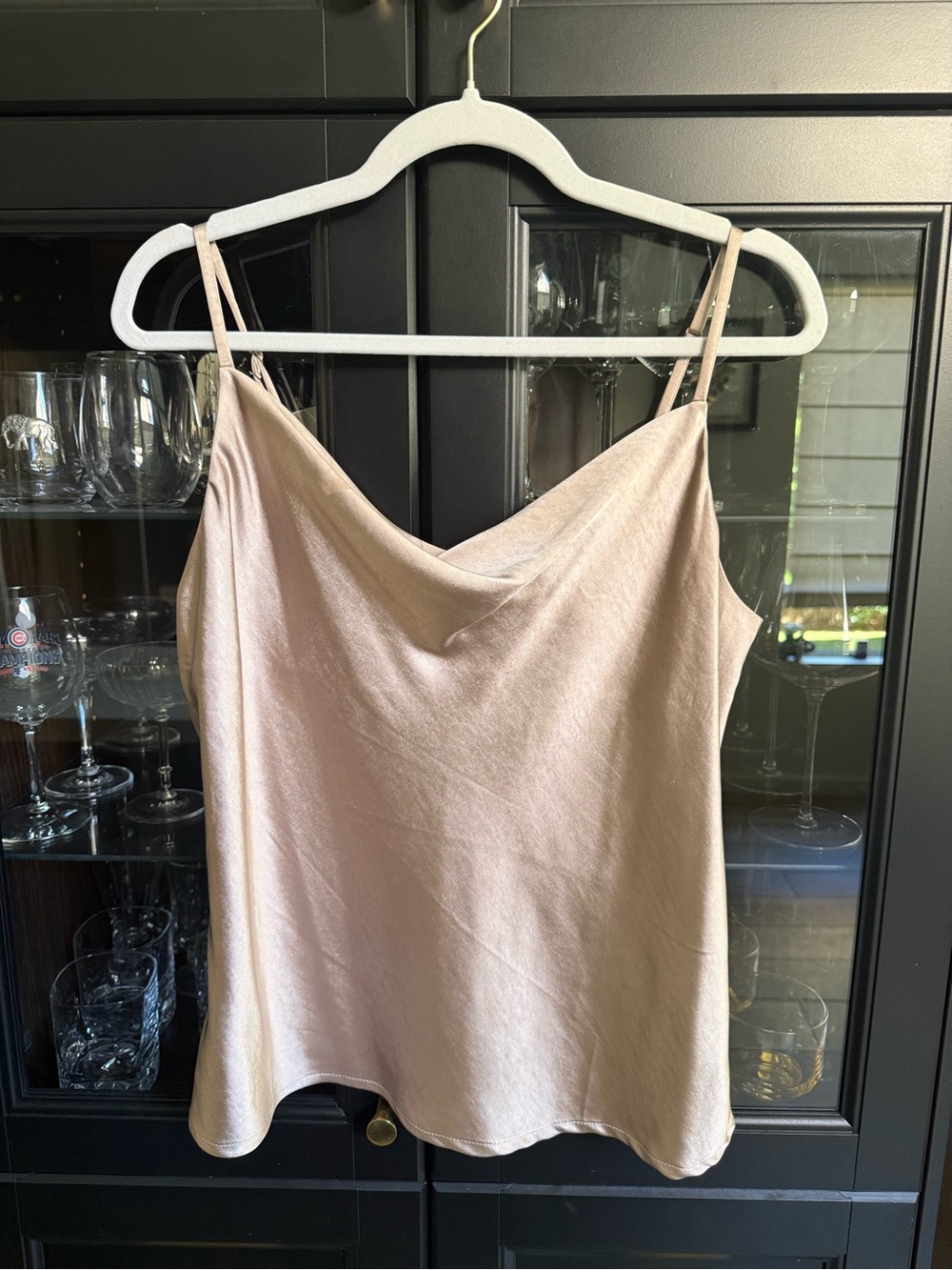 Skies are Blue Taupe Satin Cowl Neck Camisole